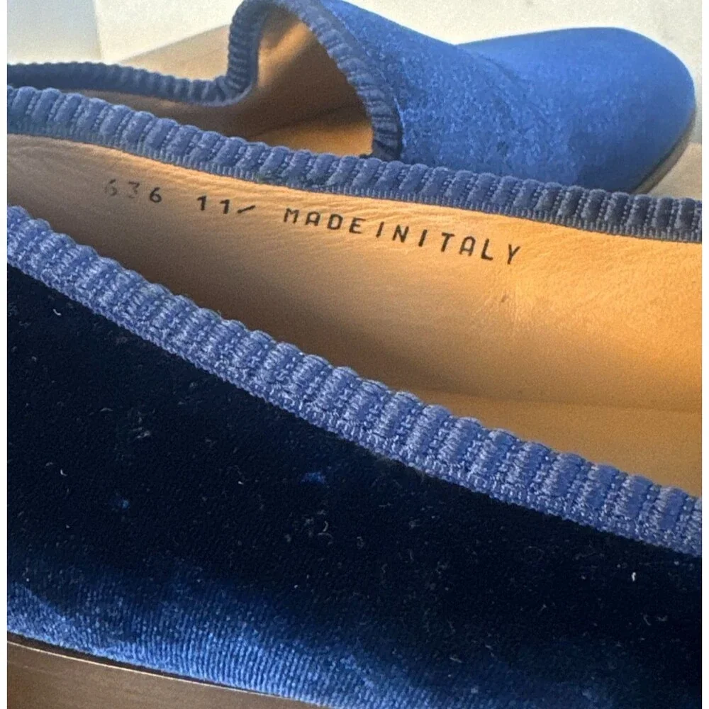 Del Toro Navy Blue Velvet Loafers Luxury Italian Dress Shoes Mens 11 Italy